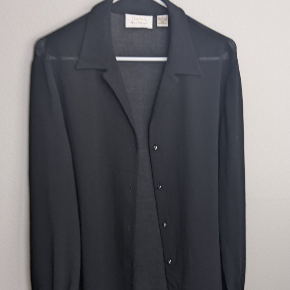 Vintage Dana Buchman Fine Knit 100% Wool Cardigan